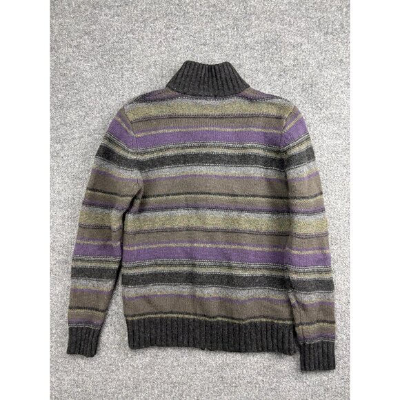 Rocha.John Rocha Sweater Womens Small Gray Purple Striped Full Zip Lambswool - Picture 7 of 7